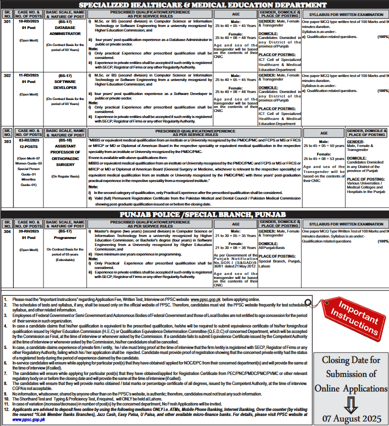 PPSC Advertisement No 30 2025 Jobs Apply